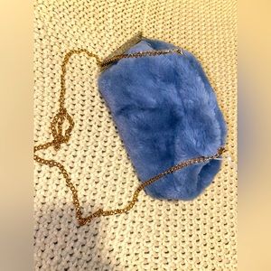 Blue fur crossbody purse